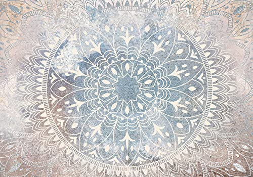 decomonkey Fototapete Mandala Beige Blau 350x256 cm XXL Design Tapete Fototapeten Tapeten Wandtapete moderne Wand Schlafzimmer Wohnzimmer Büro Flur Orientalisch Zen Abstrakt