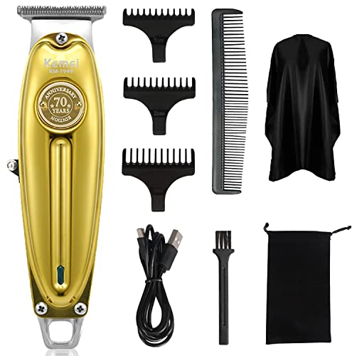 KEMEI Professionelle Haarschneidemaschine für Männer Zero Gap Trimmer Elektrisch Kabellos Bart/Haarschneider Wiederaufladbare Haarschnittmaschine für Stylisten und Friseure Grooming Kit (KM-1949-Gold)