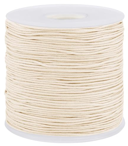 Uiopa Nylon Cord, 0.7mm x 131 Yards Nylon String for Bracelet Making, Beading Thread Bracelet Cord for Necklace, Jewellery Making, Macrame, DIY Crafts, Cream