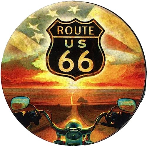 Magnet Route 66 (runde Form) im Vintage-Stil für Kühlschrank/Garage/Bar. Druck auf Holz