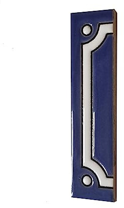 11 x 5.5 cm Classic blue hand-painted ceramic number and letter tiles (End piece)