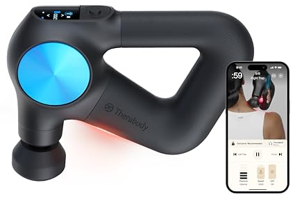 Therabody Theragun PRO Plus - 6-in-1 Deep Tissue Percussion Massage Gun, Handheld Personal Massager for Full Body Pain Relief & Muscle Tension with Biometric Breathwork, Vibration & Heated Attachments