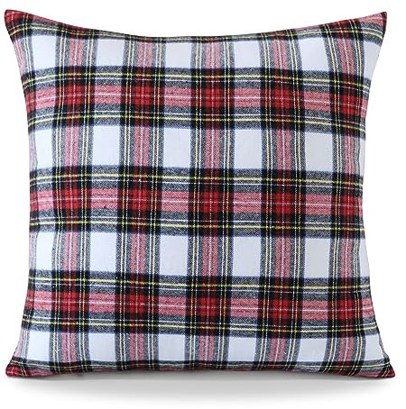 Ohok Dekorativ Vintage Kissenbezug, Polyester Leinen Plaid Zierkissenbezüge, Deko Sofakissen Couchkissen Kissenhülle Set für Schlafzimmer Wohnzimmer Sofa Couch Auto (60x60 cm, 1 Stück Mehrfarbig)