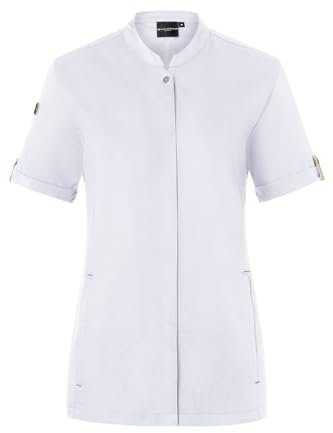 Karlowsky Damen Kochjacke Green-Generation Kurzarm Druckknöpfe Modern Fit Polyester/Baumwollmix Oeko-TEX® nachhaltig Weiß - Größe 38