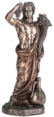 Veronese Design Dionysos griechischer Gott des Weins, kaltgegossenes Harz, Antik-Bronze-Finish, 16,5 cm