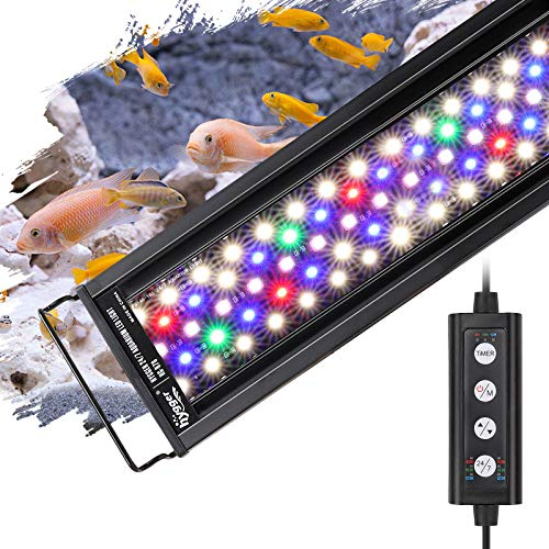 hygger Aquarium Beleuchtung Zyklus 24/7 Aquarium licht mit Timer,14W Vollspektrum Aquarium LED Beleuchtung Lampe mit Ausziehbarer Halterung,7 Farben,Sonnenaufgang-Tageslicht-Mondlicht