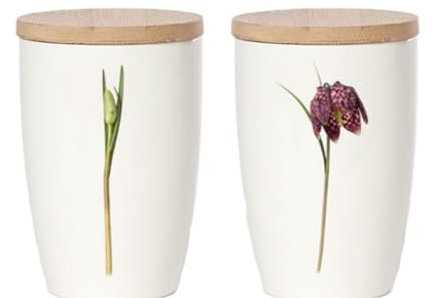 Simply Flowers - 14 - Kaffeetasse, Mit Fotomotiv: Schachblume, Fritillaria, Deckel mit Aromaverschluß, Porzellan, 360ml, H: 12cm, D: 8cm