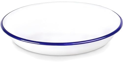 AMK® Falcon White Enamel Round Pie Rice Plate Baking Dish Tin 18cm Pasta Pies Tarts Kitchen Camping Home, 488584