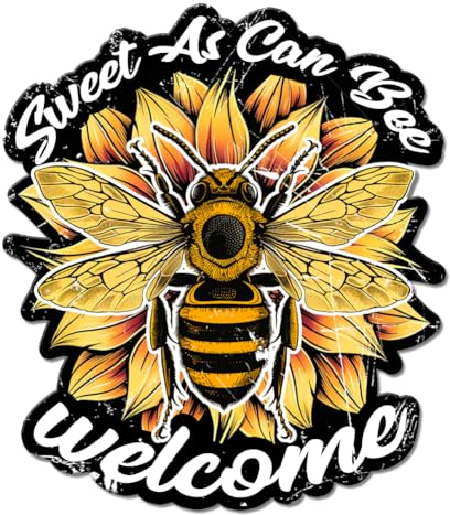GLOBLELAND „Sweet As Can Bee“ Vintage Metall Blechschild Retro Sonnenblumen Und Bienen Plakette Poster Metallwand Dekorative Blechschilder Für Zuhause Restaurant Café Club