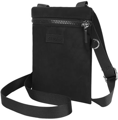 Nylon Shoulder Crossbody Phone Bag - Multifunctional PU Leather Purse Wallet With Adjustable Strap - Small Black Cellphone Bag for Women Lady Girls