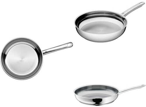 WMF Favorit - Set 3 sartenes 20-24-28 cm, Cromargan Acero Inoxidable 18/10 sin recubrimiento Apto para todo tipo de cocinas