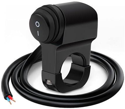 Interruttore Manubrio Moto 12V-24V Interruttore Faro Manubrio ATV Antispruzzo per 22mm Manubrio in Lega di Alluminio per Fari Fendinebbia Freno nero