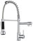 Kitchen Sink Taps Mixer High Arc 360° Rotation, Double Hole with Dual Sprayer, Hot/Cold Water Mixer, Brushed Stainless Steel with Black Handle for a Standard Kitchen