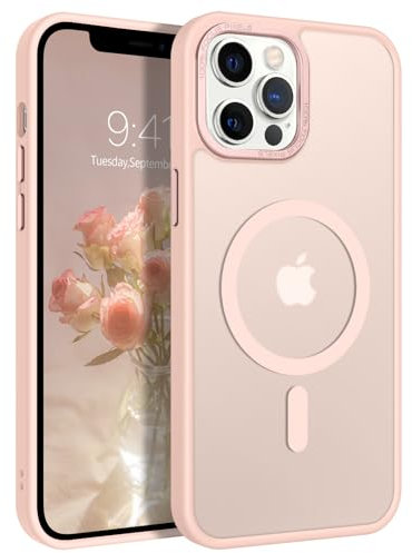 GaoBao Strong Magnetic for iPhone 12 Pro Max Case, Slim Fit iPhone 12 Pro Max Phone Case [Compatible with MagSafe] Classic Shockproof Translucent Matte Protective Cover for iPhone 12 Pro Max 6.7,Pink