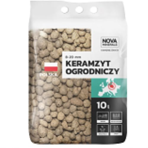 Nova Minerals Keramsit Blähton für den Garten Tongranulat zur Drainage (8-20 mm) 10L – Hochwertiger Keramischer Zuschlagstoff für Drainage, Mulchen, Hydroponik und Bodenverbesserung