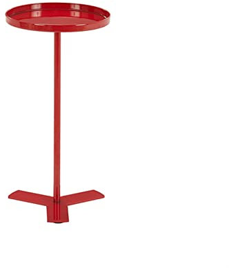 HIARAN Teetisch, runder Couchtisch aus Metall, Moderne Platte, rustikaler, minimalistischer Mitteltisch fürs Bett, Beistelltisch für den Salon, Eingangsbereich (Farbe: Rot) Lucky Star