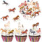 Catelves 48 Stück Essbare Tortendeko Pferd Geburtstagsdeko,Pferd Kuchen Deko Essbare,Esspapier Pferd Tortendeko,Pferd Cupcake Topper,Pferd Muffin Deko Essbar für Kindergeburtstag,Pferd Party Deko