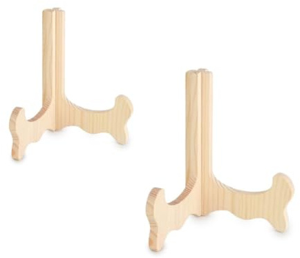 2 Stück Tellerständer aus Holz, 6.3 Zoll Tellerhalter aus Bambus
