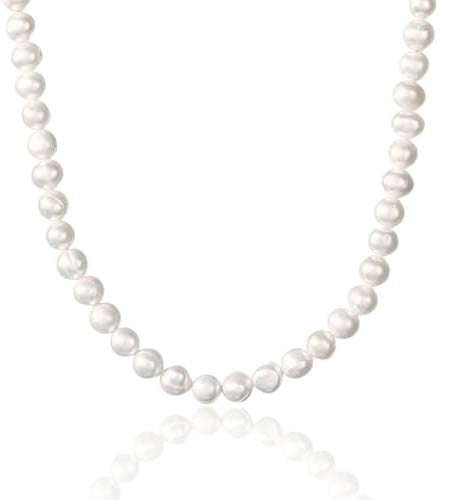 Vielring Perlenkette – Perlen-Choker-Halskette – Süßwasserperlen Halskette – 5 mm Breite - Verschiedene Längen: 45, 50, 55, 60 cm (50 cm)