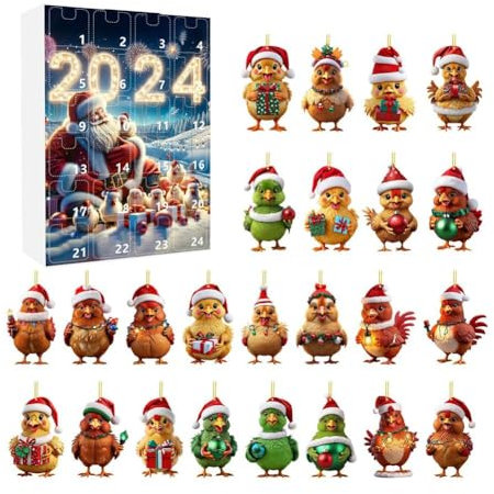 Weihnachts-Countdown-Kalender, farbige Box, Verpackung, Mini-Huhn-Anhänger, Dekoration, Rucksack, Baum, Weihnachten, M4S0