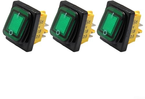 Wasserdichter Wippschalter, 30 A wasserdichter Wippschalter, 22 x 30 mm Kippschalter für Boote (grün)