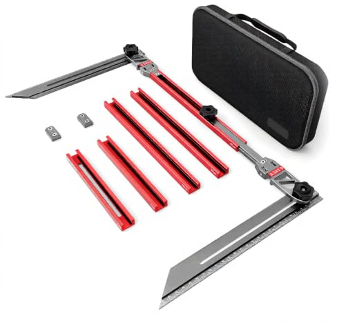 Stair Tread Gauge Tool, Aluminum Alloy Multifunctional Measuring Jig for Immediate Template Creation, Adaptable Design, Easy Assembly, 17.9 to 58.9in