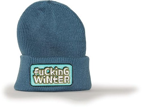 minifan Outdoor Strickmütze: Fucking Winter Kalt - Beanie Männer Frauen Mütze Wintermütze Herbst Wald Natur Klettern Outdoor Wandern Geschenk für Herren Damen Coole Ski Mütze (Airforce Blue)