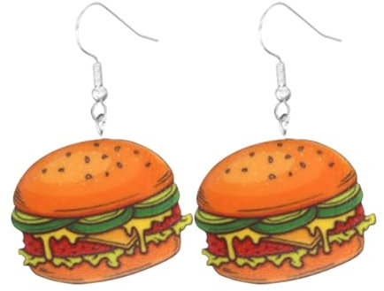 Ohrringe Herren Schwarz Creolen Cute And Funny Spaghetti Burger Cake Engel Ohrringe Silber 925 (Orange, One Size)