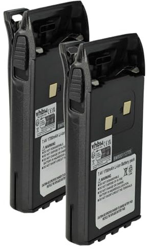 vhbw 2X Akku kompatibel mit Wouxun KG-UVD1P, KG-UV6D, KG-UVD1 Funkgerät, Walkie Talkie (1700 mAh, 7,4 V, Li-Ion) + Gürtelclip