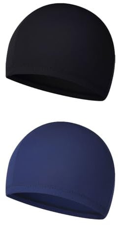 2 Stück Badekappe Kinder Jungen, Super Elastisch Kein Ziepen Haare Badehaube, Komfort Stoff Weich Wasserdicht Badekappe Kinder Stoff, Swimming Cap for Kids Jungen Mädchen
