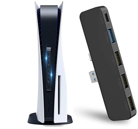 USB HUB mit 5 Port für PS5, PS5 USB Erweiterung Multiport High Speed Expansion Datenübertragung Schnelles Laden, PS5 Adapter Kompatibel mit Playstation 5 Spielekonsole