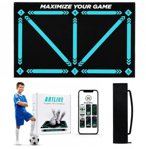 Football Training Mat - Soccer Mastery Skills Mat 90x60cm - Develop Confidence, Skills & Discipline + Mastery Mobile APP Football & Birthday Gift for Boys, Kids