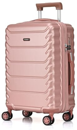 RMW Cabin Suitcase Hand Luggage Carry-On with 3-Digit Combination Lock, Airline Approved, Aluminum Telescopic Handle, 4 Dual Spinner Wheels – Lightweight & Durable Travel Bag (Rose Gold, Cabin 20 )