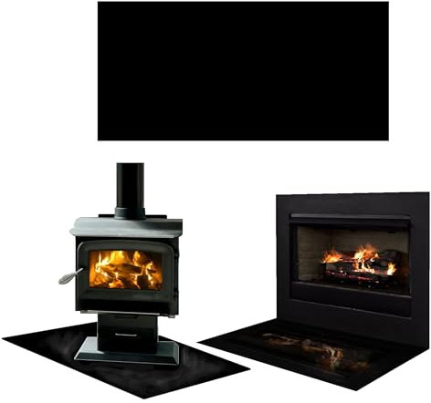 TMK ArtDeko Kaminbodenplatte aus ESG-Glas – Schwarz Funkenschutzplatte für Kaminöfen 52x30 cm