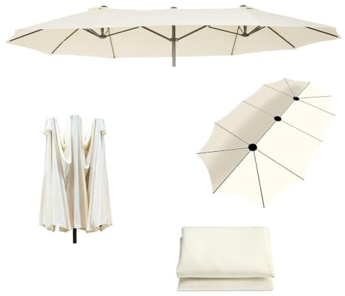 HEYBB Grand Parasol De Jardin Exterieur,Parasol Rectangulaire,Grand Parasol,Parasol Double Pente Parasol Déporté Inclinable Pour,Piscine,Terrasse, Balcon Parasol(Seulement Le Tissu Parapluie)