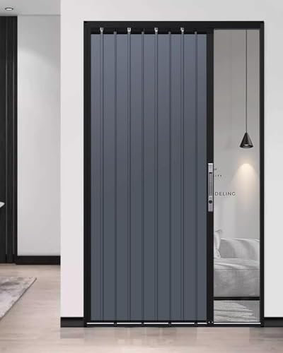 Porte accordéon coulissante intérieure pliante avec serrure, porte d'intimité rétractable en métal pour la maison et la cuisine, 142,2 x 203,2 cm
