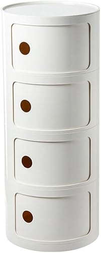Componibili 2 3 4 Portes,Table d'appoint Porte Coulissante,Léger Et Pratique Table de Chevet Plastique Ronde 2/3/4 Étagères avec Tiroirs et Porte Coulissante,Armoire Rangement Plastique Moderne