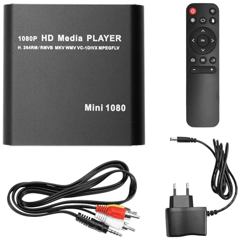 Eouayoree Lettore Multimediale MKV 264 HDD Lettore Multimediale USB Full HD 1080P con Supporto SD Media TV Box Lettore HDD RMVB WMV Spina UE