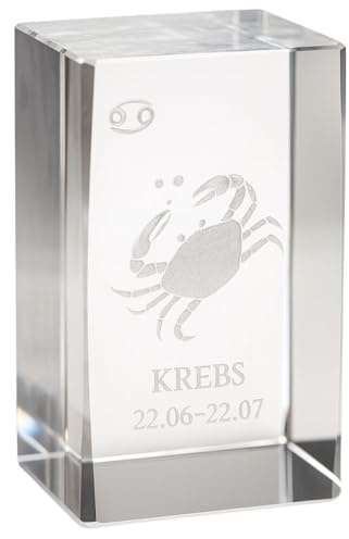 EDERER Krebs 3D Glas Kristall Quader XL Sternzeichen im Hochformat- Wien Österreich Austria - Setzkasten Deko Vitrine (Krebs)