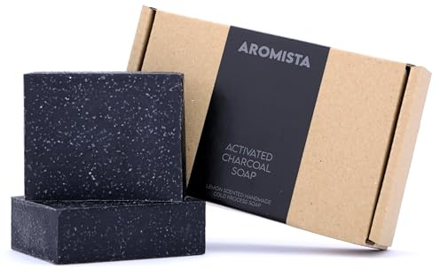 AROMISTA Handgemachte Naturseife mit Aktivkohle 2x120gr für Sanfte Pflegende Reinigung
