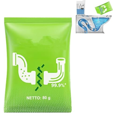 Leistungsstarkes Rohrreinigungspulver 80g, Abflussreiniger und Desodoriere, Starkes Rohrreinigungspulver, Sicher & Mehrzweck für Küche, Bad & Dusche (1PC)