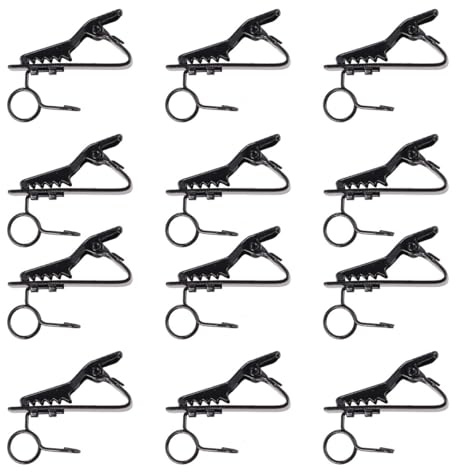 TIKODIDA Clip para Corbata de Micrófono Lavalier 12 Unidades de Hierro Pintado Diseño Elástico para Conferencias y Presentaciones