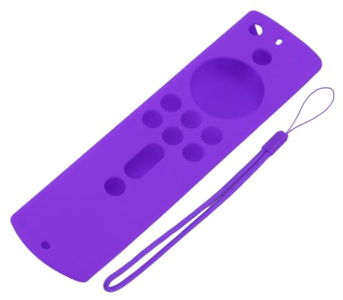 TV Remote Cover, 150x40x15mm Silicone Protective Case with Lanyard (Purple) | Remote Sleeve, Ergonomic Remote Grip Cover, Precise Button Cutouts, Full Coverage Protection, for Fire TV Stick 4K 2018