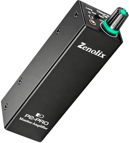 Zenolix P2-Pro Amplificatore portatile in-ear monitor, amplificatore per cuffie con ingressi XLR/TRS uscita 3,5 mm, amplificatore per cuffie con clip da cintura resistente, interruttore stereo/mono