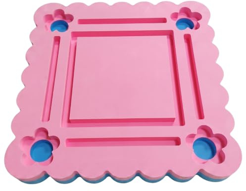 Ginwrek Pool Mahjong Floating Mahjong Tisch für Pool, EVA Faltbarer Designtisch, Stabiles schwimmendes Spielbrett mit Fliesenregalen & Getränkehaltern für Sommer, Style1