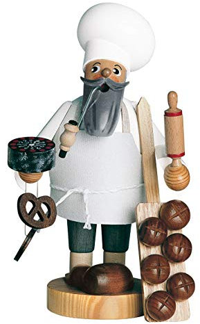KWO Olbernhau Räuchermann Bäcker, 21 cm, Mehrfarbig