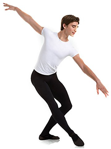 Body Wrappers Mens Cut and Sewn Footed Dance Tights Style M90, Black, Small