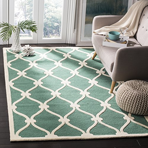 SAFAVIEH Cambridge Collection Area Rug - 6' x 9', Teal & Ivory, Handmade Moroccan Wool, Ideal for High Traffic Areas in Living Room, Bedroom (CAM710T)