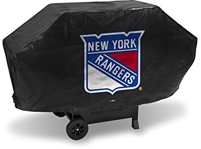 Rico Industries Ricepod NHL New York Rangers Black Deluxe Grill Cover Deluxe Vinyl Grill Cover - 68 Wide/Heavy Duty/Velcro Staps