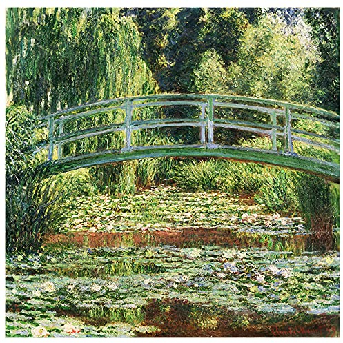 Legendarte - Kunstdruck auf Leinwand - Der Seerosenteich (Seerosen und Japanische Brücke) Claude Monet - Wanddeko, Canvas cm. 90x90